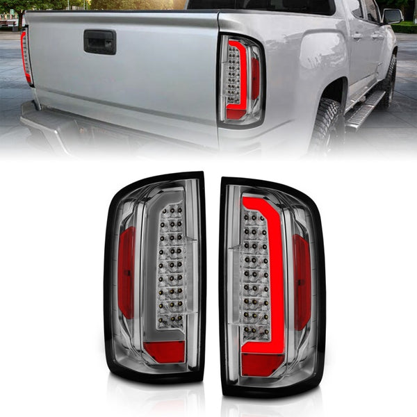 ANZO 15-21 GMC Canyon LED Taillights w/ Light Bar Chrome Housing Clear Lens