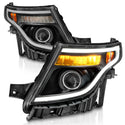 ANZO 11-15 Ford Explorer (w/Factory Halogen HL Only) Projector Headlights w/Light Bar Black Housing