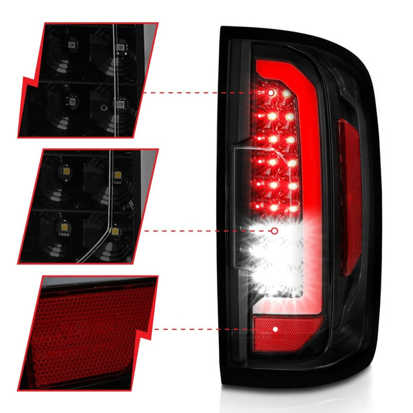 ANZO 15-21 Chevy Colorado LED Taillights w/ Light Bar Black Housing Smoke Lens