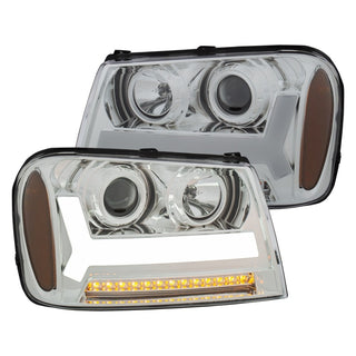 ANZO 2006-2009 Chevrolet Trailblazer Projector Headlights w/ Plank Style Design Chrome w/ Amber