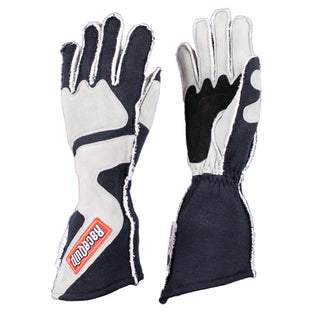 RaceQuip SFI-5 Gray/Black 2XL Outseam Angle Cut Glove