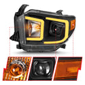 ANZO 14-17 Toyota Tundra Plank Style Projector Headlights Black w/ Amber