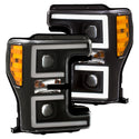 ANZO LED Headlights 17-18 Ford F-250 Super Duty Plank-Style L.E.D. Headlight Black (Pair)