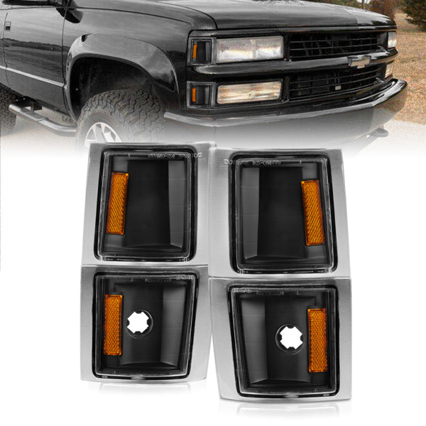 ANZO 1994-1998 Chevrolet Blazer Corner Lights Black Housing Clear Lens w/ Amber Reflector