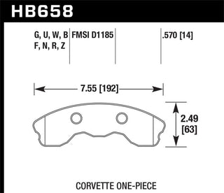 Hawk 06-10 Chevy Corvette (Improved Pad Design) Front HPS Street Brake Pads