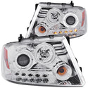 ANZO 2004-2008 Ford F-150 Projector Headlights w/ Halo and LED Chrome