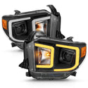 ANZO 14-17 Toyota Tundra Plank Style Projector Headlights Black w/ Amber