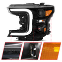 ANZO 18-19 Ford F-150 LED Projector Headlights w/ Plank Style Switchback Black w/ Amber