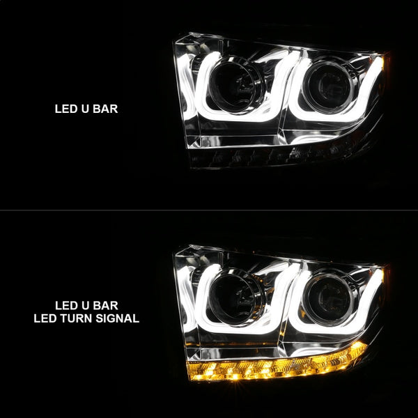 ANZO 2014-2015 Toyota Tundra Projector Headlights w/ U-Bar Chrome w/ DRL