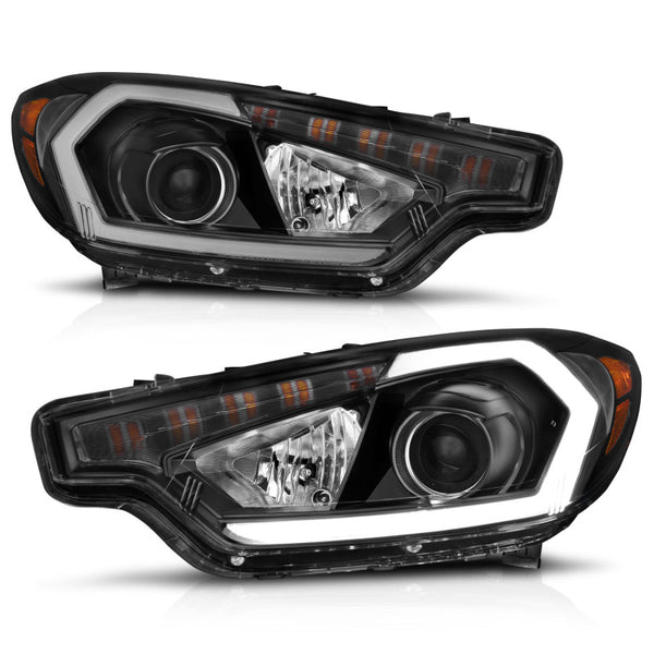 ANZO 2014-2016 Kia Forte Projector Headlights w/ Light Bar Black Housing