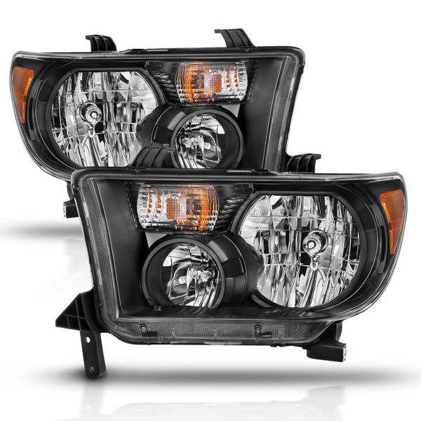 ANZO 2007-2013 Toyota Tundra Crystal Headlight Black Amber