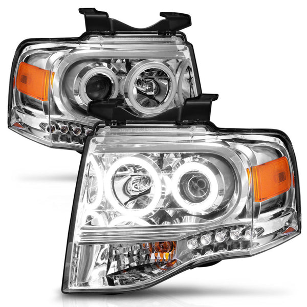 ANZO 2007-2014 Ford Expedition Projector Headlights Chrome