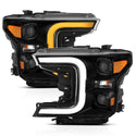 ANZO 18-19 Ford F-150 LED Projector Headlights w/ Plank Style Switchback Black w/ Amber