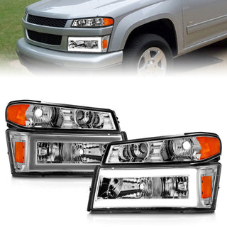 ANZO 04-12 GM Colorado/Canyon/I-Series Crystal Headlights - w/ Light Bar Chrome Housing 4pcs