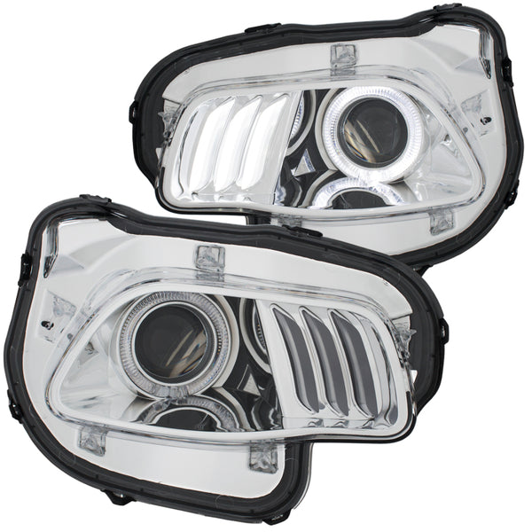 ANZO 2014-2016 Jeep Cherokee Projector Headlights Chrome clear w/ white and Red