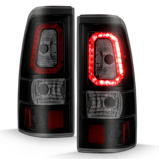 ANZO 1999-2002 Chevy Silverado 1500 LED Taillights Plank Style Black w/Smoke Lens