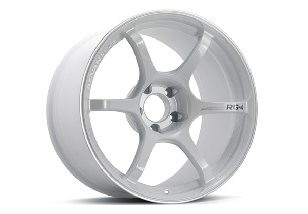 Advan RG-4 18x8.5 +50 5-114.3 Racing White Metallic & Ring Wheel