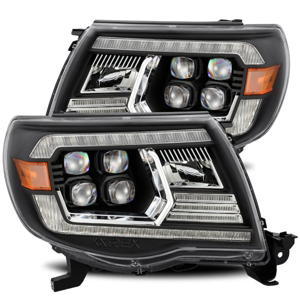 AlphaRex 05-11 Toyota Tacoma NOVA LED Projector Headlights Plank Style Alpha Black w/Activ Light/DRL