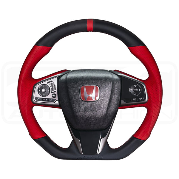 BUDDY CLUB RACING SPEC LEATHER RED STEERING WHEEL - 2016+ CIVIC / 2017+ CIVIC TYPE-R FK8
