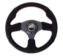 NRG Reinforced Steering Wheel (320mm) Suede w/Red Stitch