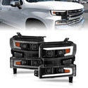 ANZO 19-22 Chevrolet Silverado 1500 LED Proj HL w/Lgt Bar SwBk Seq. Blk w/In. Light - Passenger Side