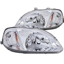 ANZO 1999-2000 Honda Civic Crystal Headlights Chrome