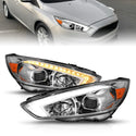 ANZO 15-18 Ford Focus Projector Headlights - w/ Light Bar Switchback Chrome Housing