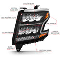 ANZO 15-20 Chevy Tahoe/Suburban LED Light Bar Style Headlights Black w/Sequential w/DRL w/Amber