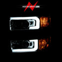 ANZO 2015-2016 Chevrolet Silverado Projector Headlights w/ Plank Style Design Chrome w/ Amber