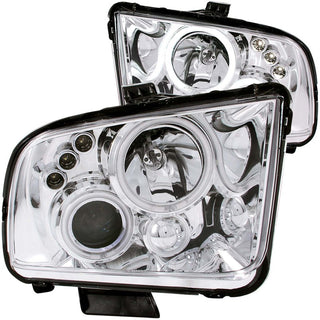 ANZO 2005-2009 Ford Mustang Projector Headlights w/ Halo Chrome