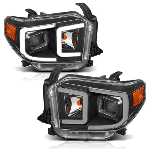 ANZO 14-17 Toyota Tundra Plank Style Projector Headlights Black w/ Amber