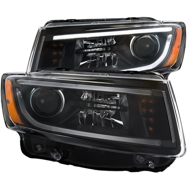 ANZO 2014-2015 Jeep Grand Cherokee Projector Headlights w/ Plank Style Design Black