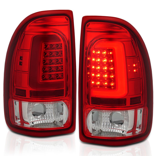 ANZO 1997-2004 Dodge Dakota LED Taillights Chrome Housing Red Lens Pair