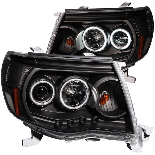 ANZO 2005-2011 Toyota Tacoma Projector Headlights w/ Halo Black