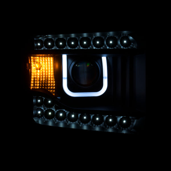 ANZO 2014-2015 Gmc Sierra Projector Headlights w/ U-Bar Chrome
