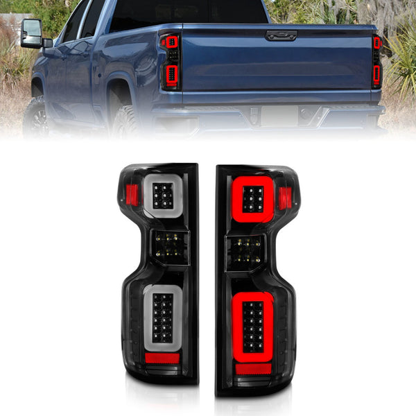 Anzo 19-21 Chevy Silverado Work TruckFull LED Tailights Black Housing Clear Lens G2 (w/C Light Bars)