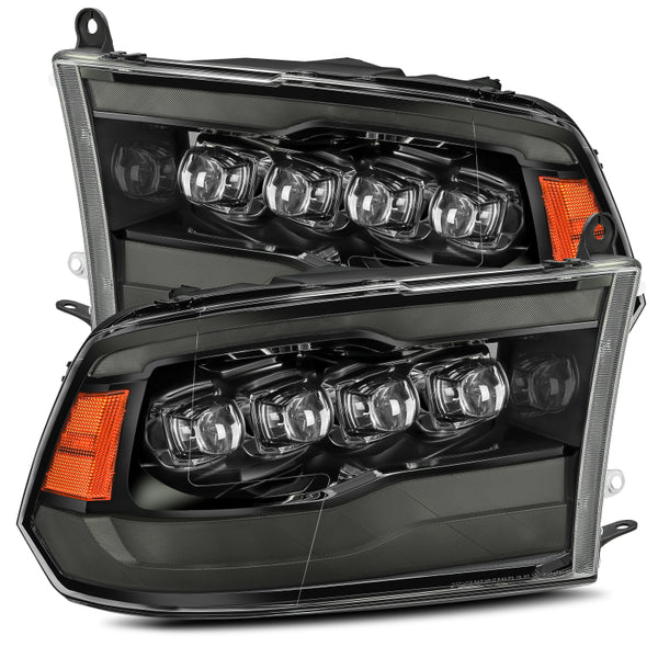 AlphaRex 09-18 Dodge Ram 1500HD NOVA LED Projector Headlights Plank Style Design Alpha Black w/DRL
