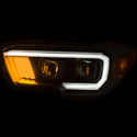 ANZO 2016-2017 Toyota Tacoma Projector Headlights w/ Plank Style Black w/ Amber