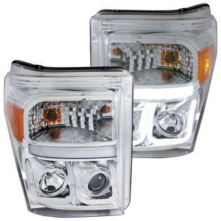 ANZO 2011-2015 Ford F-250 Projector Headlights w/ U-Bar Chrome