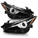 ANZO Projector Headlights With Halo Black w/Amber 14-17 Mazda 3