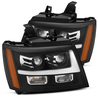 AlphaRex 07-14 Chevy Tahoe PRO-Series Projector Headlights Plank Style Matte Blk w/Activation Light