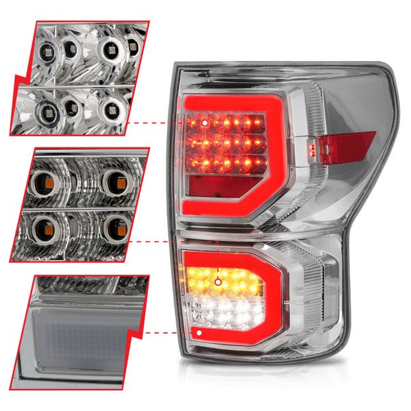 ANZO 2007-2013 Toyota Tundra LED Taillights Chrome Housing Clear Lens Pair